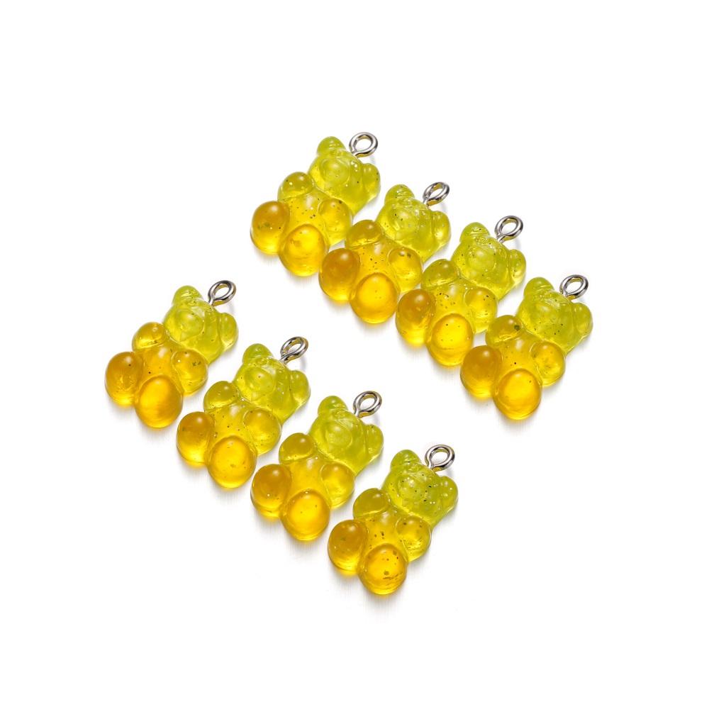 10pcs Colorful Transparent Resin Gummy Bear Charms Pendant Cute Animal Pendant For DIY Necklace Bracelet Jewelry Keychain Making