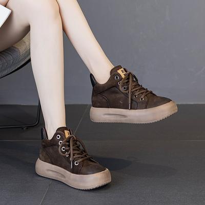Thick Bottom Shoes Leather Women's Shoes Cotton Shoes