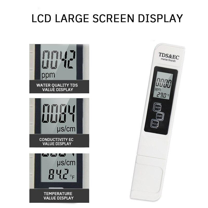 Detection Pen Portable LCD Screen Mineral Conductivity Thermometer Three in One Water Quality Analysis Instrument Pen Tester 1PC