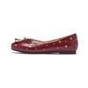 Augustine Red Flat-soled Single Shoes for Women's 2025 New Summer French Shallow Mouth Mary Jane One-pedal Small Leather Shoes
