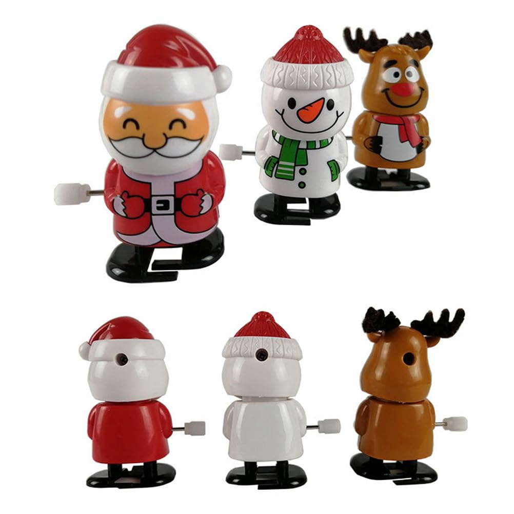 LEDMOMO Christmas Santa Claus Christmas Prize Gift Figurine 9-Piece Wind-Up Ornament, Spring-Mounted