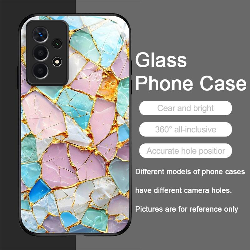 Luxury Marble Textured Patterns Tempered Glass Phone Case for Samsung Galaxy S25 Ultra S24 S23 Plus S22 S21 S20 FE A56 A55 Cover