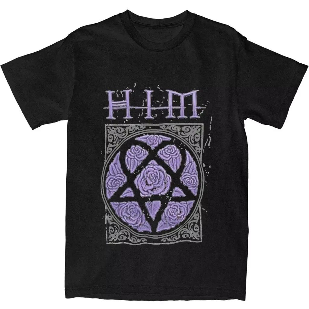 Him Band Ville Valo Heartagram Love Metal T-Shirt Summer Streetwear T-Shirts Trending Tshirt for Women Short-Sleeved Tees