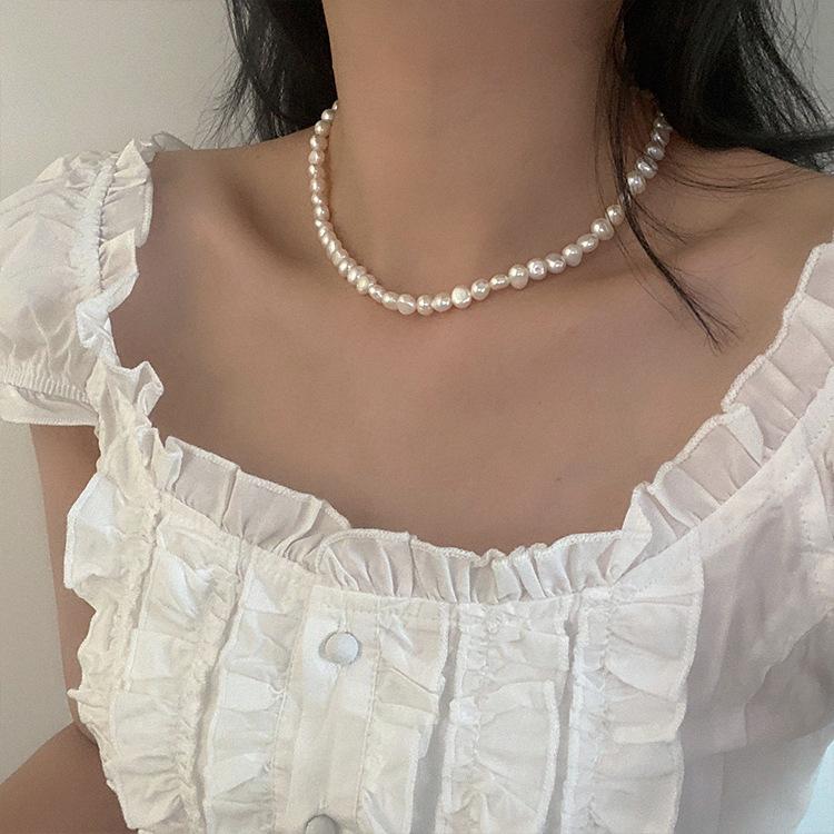 Freshwater pearl series necklace French retro versatile elegant personalized neck chain collarbone chain