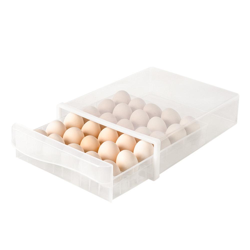 

Single-Layer 30 Grid Egg Storage Rack Transparent Anti-collision With Lid And Drawer Stackable Kitchen Refrigerator Storage Box белый