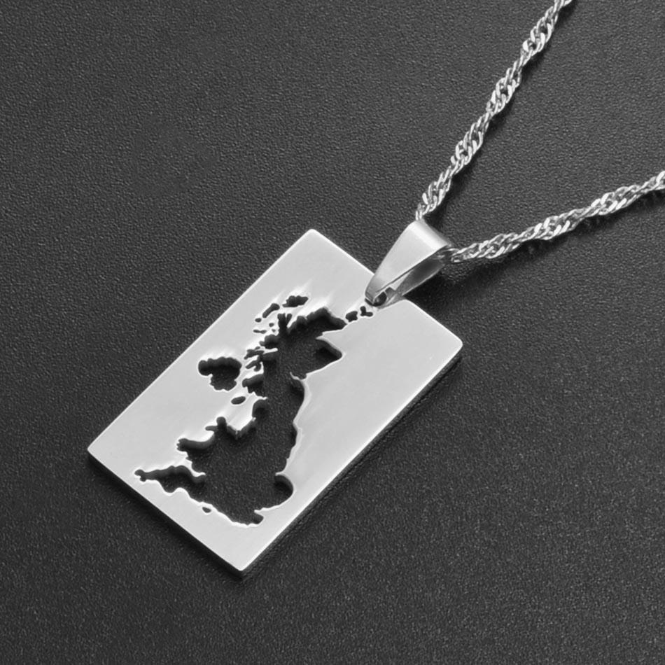 Anniyo United Kingdom of Great Britain and Northern Ireland Map Pendant & Necklaces for Women UK Country Maps #021421 45cm OR 17.7 Inches