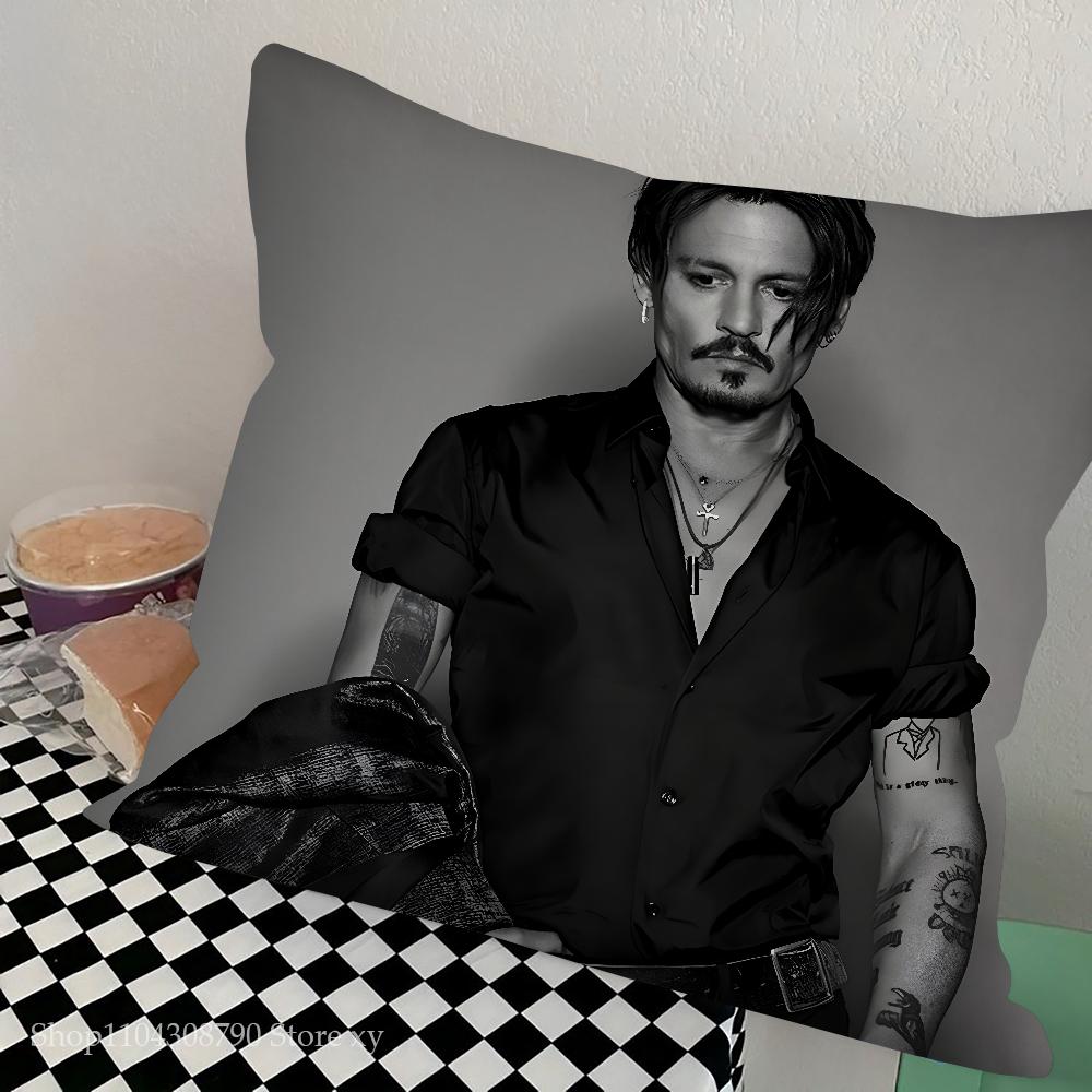 J-Johnny Depp Pillow Case Square Pillow Bedroom Sofa Leisure Comfort Cushion Car Living Room Home Decoration