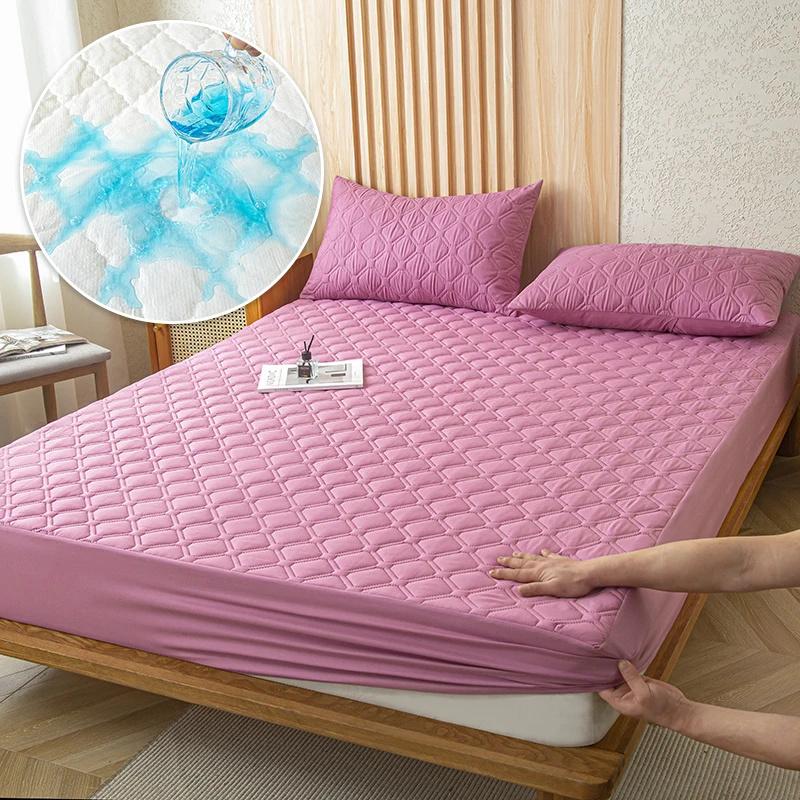 Waterproof Mattress Cover Bed Protector Case with Elastic Band Mattress Cover Fitted Sheet Soft Breathable King Mattress Cover Protector