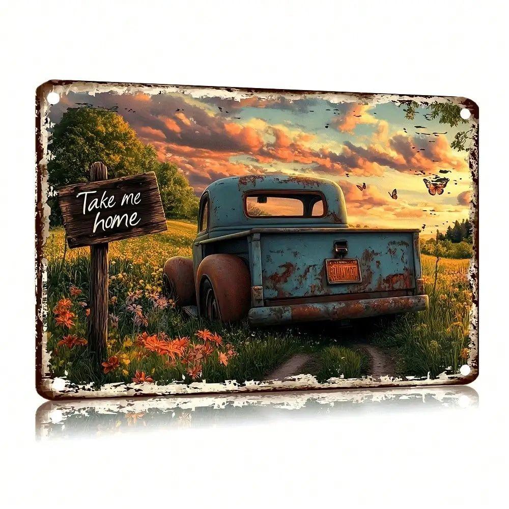 Retro Metal Wall Art Home Decor Living Room Painting 20x30cm