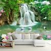 Waterfall Wallpaper River White Swan Photo Mural Green Tree Nature Pastoral Landscape Mural Wallpaper For Walls 3d