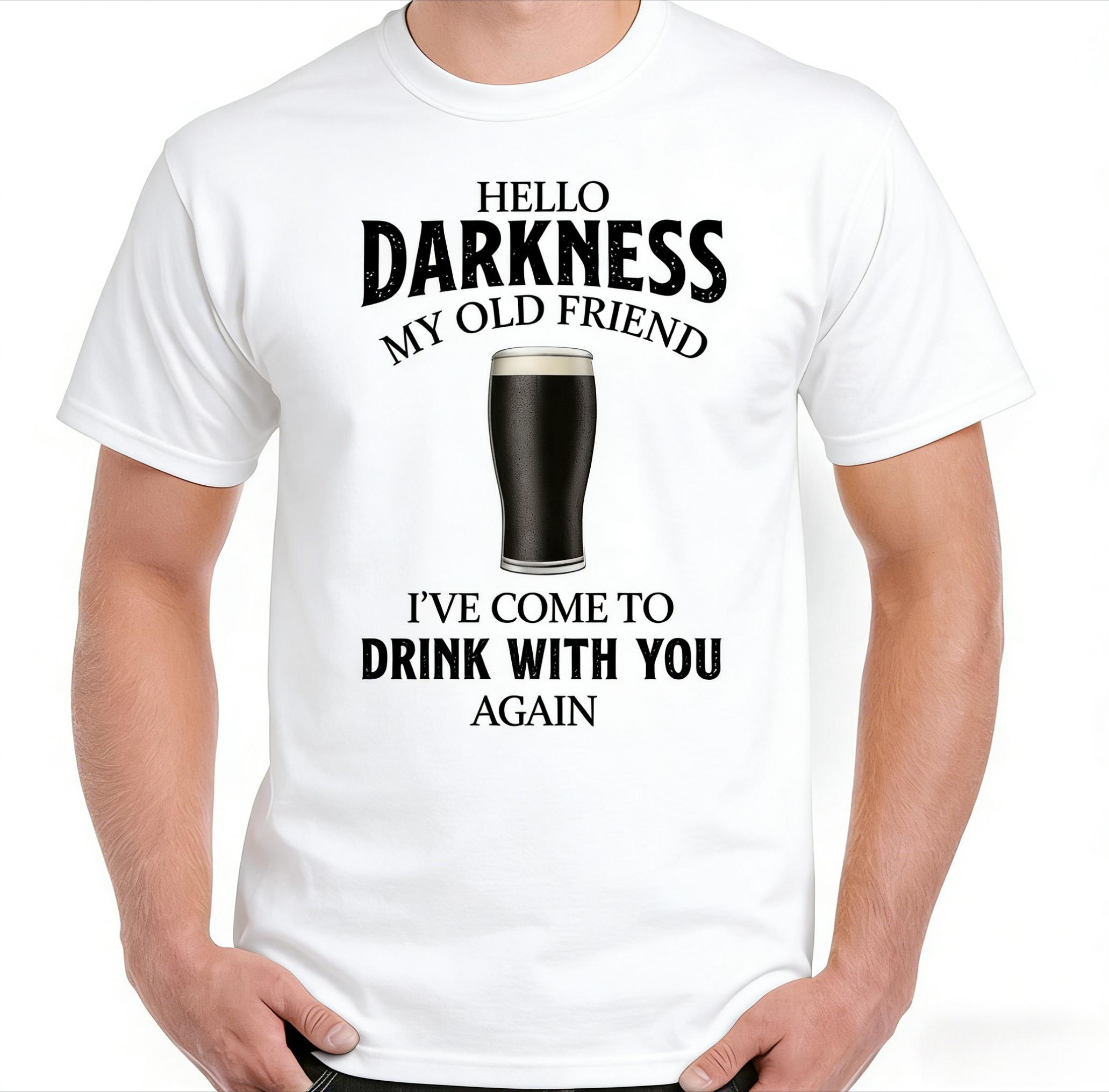 

Guiness Hello Darkness My Old Friend Beer Alcohol BBQ T Shirt Comfortable and Breathable Soft Everyday Wear Mens Clothing Tee S