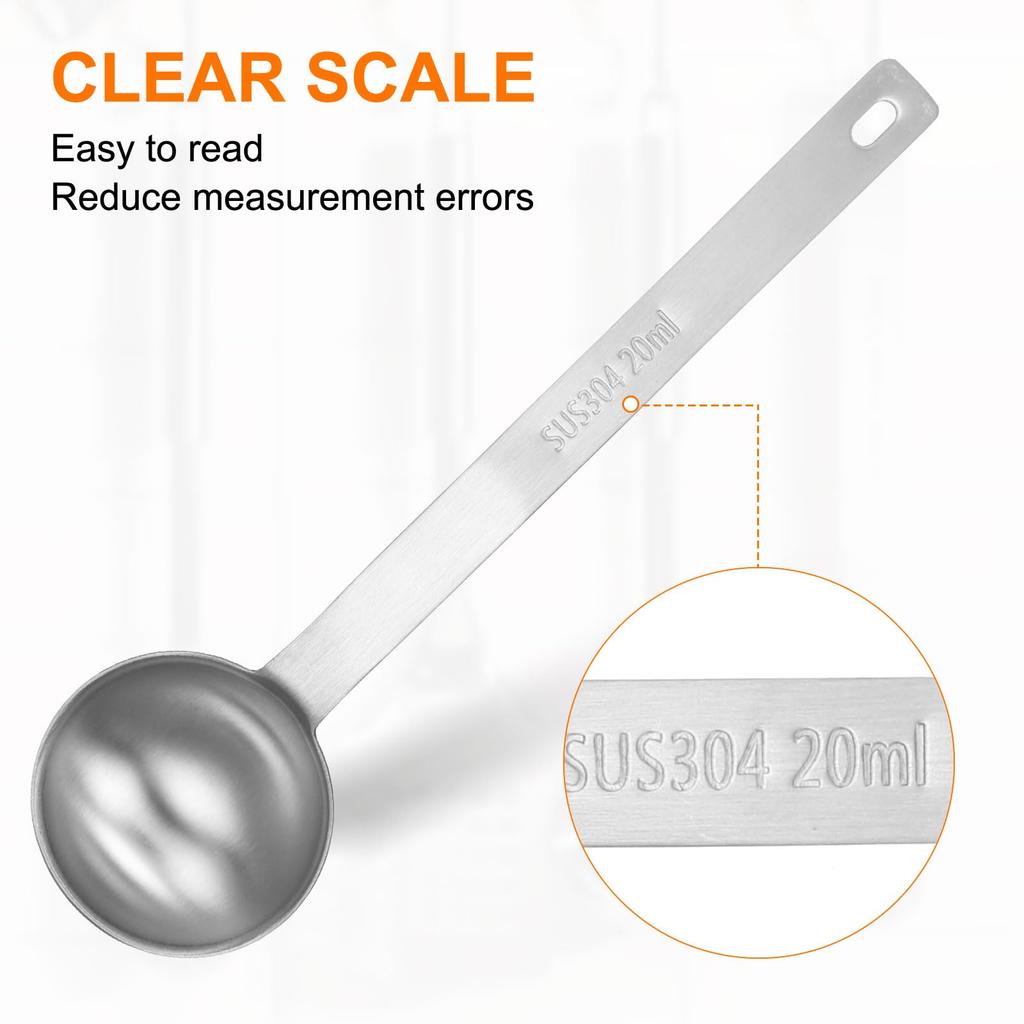Uxcell einzelne Messlöffel, 4 Teelöffel (1-13 EL 20ml) TeelöffelEsslöffel, Edelstahl 304, Einzelne kleine quadratische Schale Messlöffel mit langem Griff