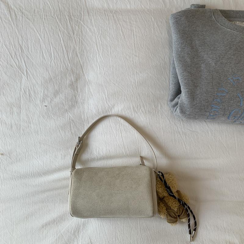 Retro Wildleder Einfache Achseltasche Knödel-Tasche Handheld Kleine Quadratische Tasche Pendeln Ein-Schulter Crossbody-Tasche