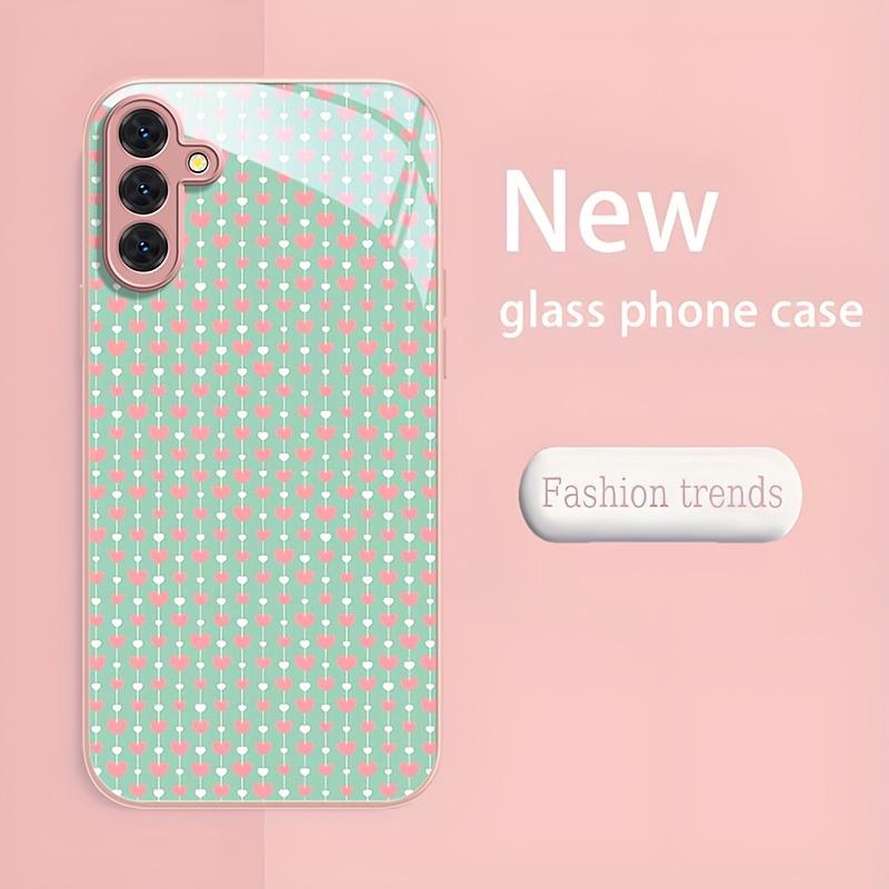 

Sweet Green Pink Hearts Fashion Phone Cases Carcasa Glass Fundas for Samsung Galaxy S26 S25 S24 S23 S22 FE Ultra Plus Phone Case For Galaxy S26