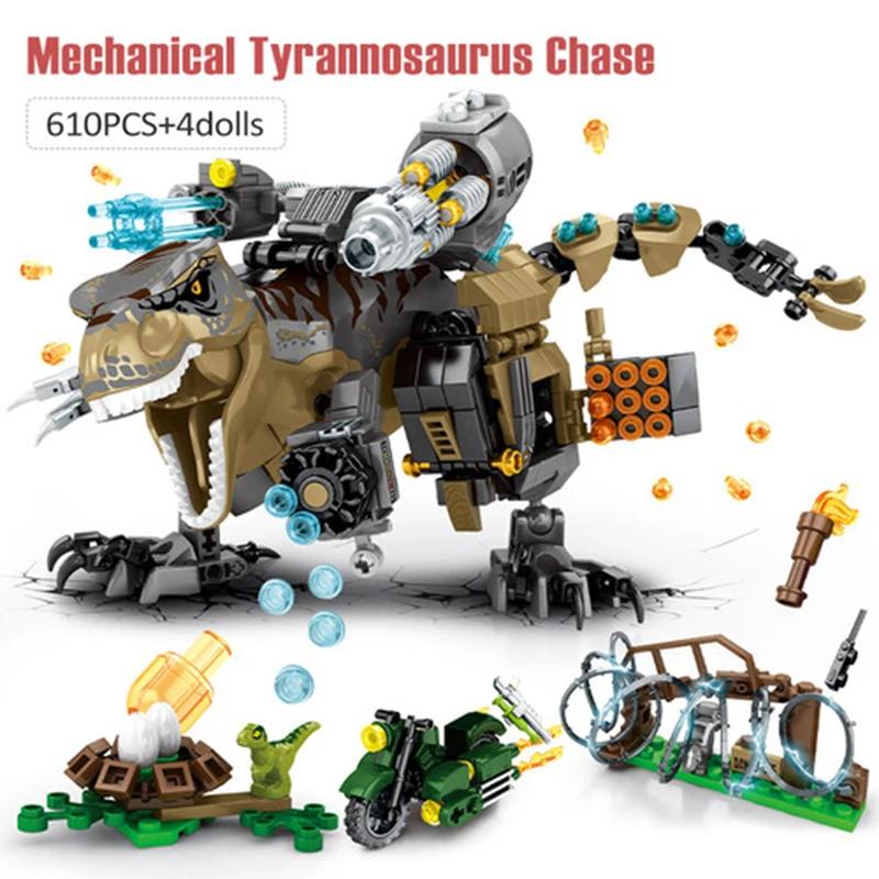 Jurassic World Dinosaur Park Tyrannosaurus Rex Pterosauria Truck Series Byggeklosser Dinosaur Bil Murstein Leker Barn Gaver