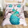 Peacock Duvet Cover Set Simple Peacock Feathers Pattern Queen Comforter Cover Girls Women 3 Piece Bedding Sets Bedroom Decor