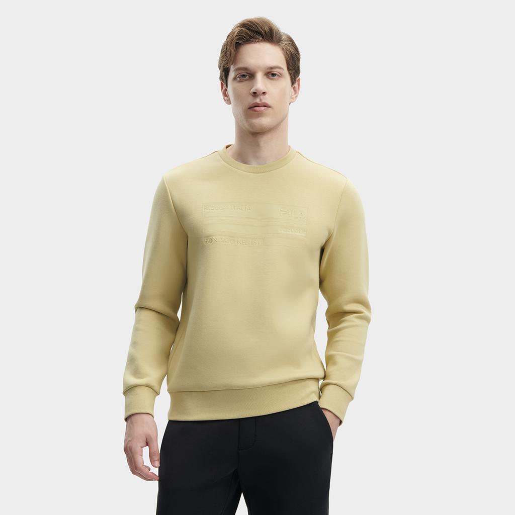FILA 2023 Winter New Knit Pullover Casual Simple Basic Round Neck Sweatshirt Men sweatshirt Light-Ginger-Yellow F11M342210F-YE