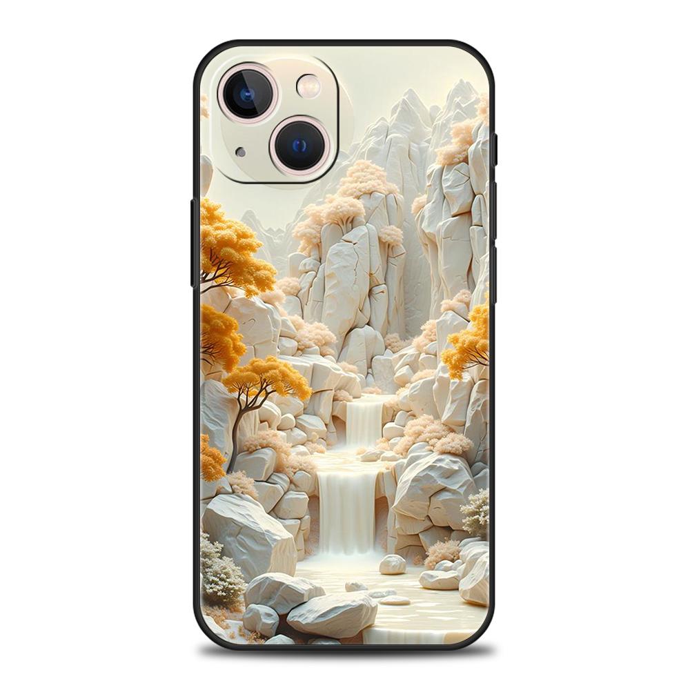 Soft TPU Phone Case for iPhone 16/15/14/13/12/Pro/Max/16E/11/Pro/7/8/Plus/XS/Max Shockproof Chinese Style Landscape Painting Bag