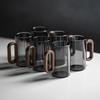 Tazza da tè in vetro borosilicato da 360 ml con manico in legno, resistente al calore, per uso domestico, tazza per acqua potabile, tazza per colazione, latte, caffè