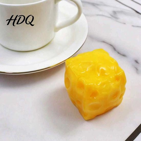 Stress Relief Gadget Giant Cheese Squeeze Toy Anxiety Cube Sensory Relaxation Ball Soft Stretchy Block Pinch Home Office Tool TPR