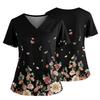 Women's Casual Printed V-Neck Pocket Side Slit Short Sleeved Top Short Sleeved Top