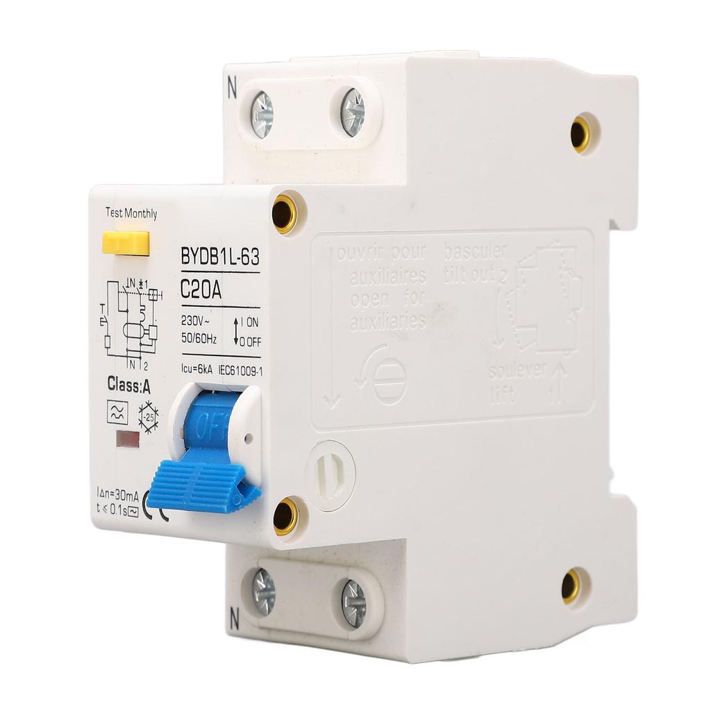 230V 20A AC Wyłącznik zabezpieczający przed upływami prądu Typ A Montaż na szynie DIN 1P Wyłącznik nadprądowy miniaturowy