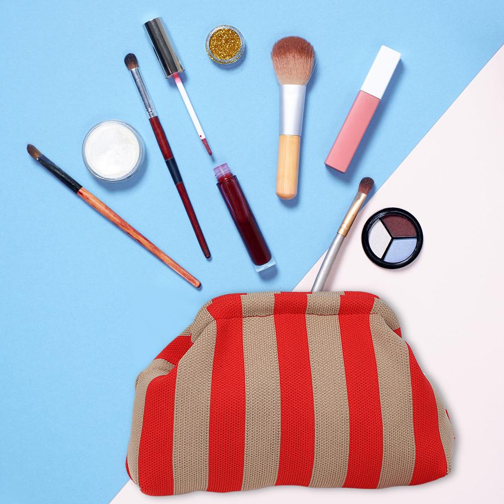 Damenhandtasche, farblich abgesetzt, gestrickt, große Öffnung, Kosmetiktasche, Handytasche, Schlüsseltasche, Sommer-Strandclutch, Damenhandtasche