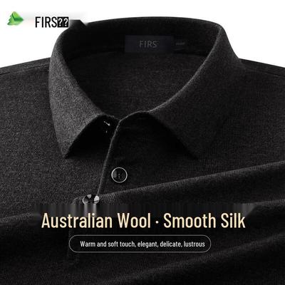 Shanshan Men's Wool & Silk Blend Long-Sleeve Polo Shirt