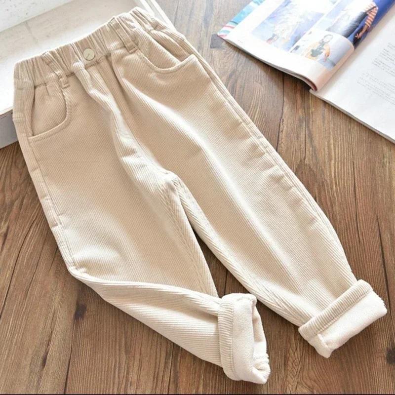 Autumn Winter Cotton Trousers Kids Outwear Pants Harem Pants Corduroy Children Outfits Tracksuit Boys Girls Casual Warm Loose Pants