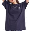 MLB Cashew Flower T Shirts Unisex Navy Blue Crew Neck Moderate Straight Fit 3ATS52023-50NYD