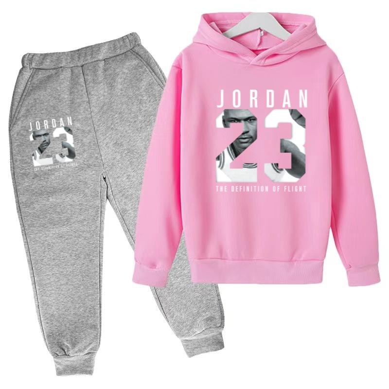2026 Kids New Autumn Winter Casual Long Sleeve Pullover 2pcs Hoodie+Pants Tracksuit 3-12Yrs Girl Boy Basketball Coat Clothes Set