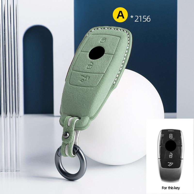 For Mercedes Benz A C E S G Class GLC CLE CLA GLB GLS W177 W205 W213 W222 X167 AMG Suede Leather Car Key Case Shell Keychain