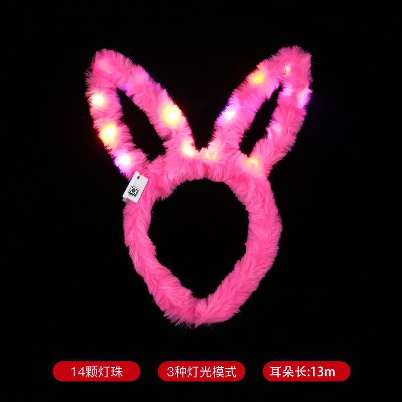 14 Lamp Plush Stall Hair Accessories Rabbit Ears Luminous Headband Cute Scenic Night Market Stall