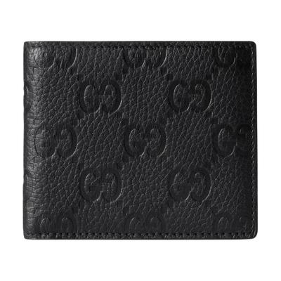 Portafoglio in Pelle Bi-fold con Logo a Rilievo da Uomo Nero 835001-AAE1T-1000