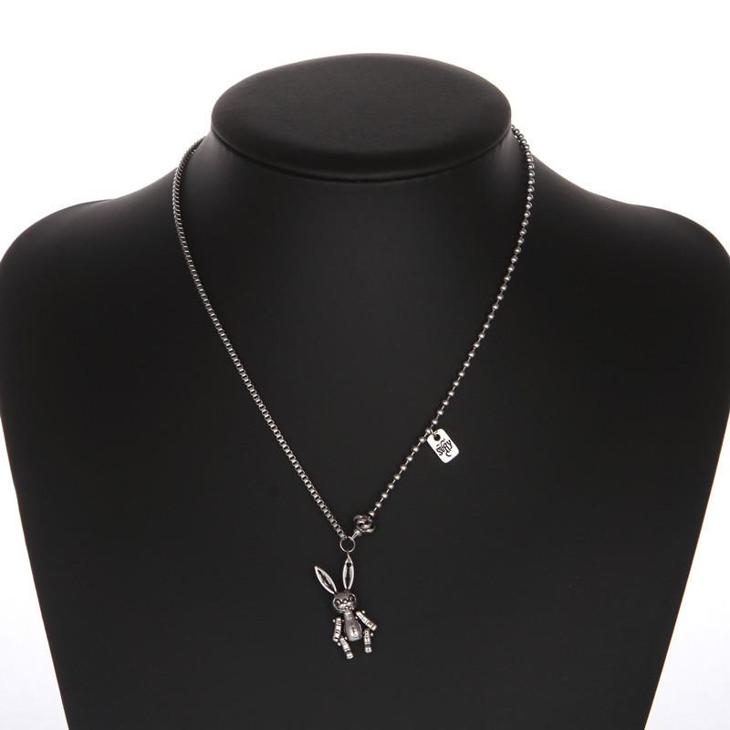 Retro Silver Mechanical Rabbit Necklace Female Cold Wind Pendant Design Personalized Collarbone Sweater Chain
