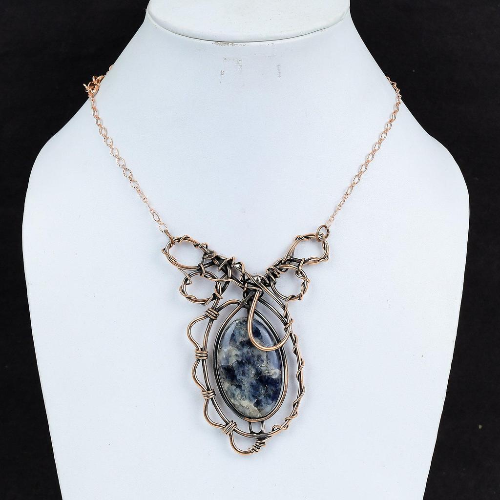 Iolite Sunstone Copper Necklace Wire Wrapped Necklace Gemstone Jewelry Adjustable Necklace Handmade Necklace For Gifts Unique Copper Jewelry