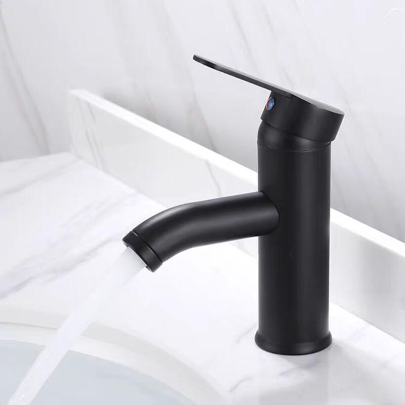 TLXT Black Tall Stainless Steel Waterfall Basin Faucet