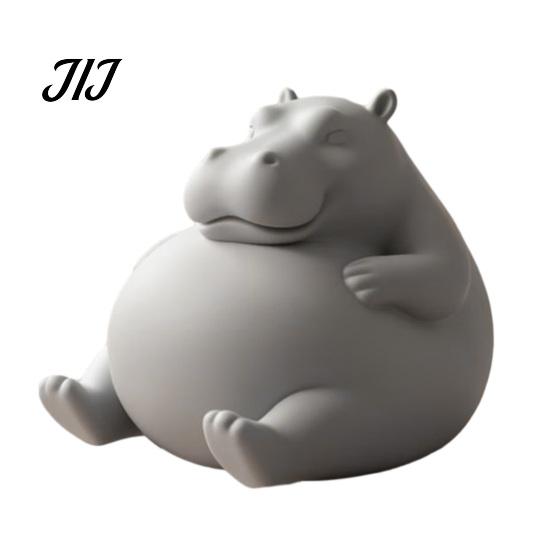 Personalized Creative Gifts 3D Printed Chubby Hippo Figurine, Lazy Hippopotamus Statue, Cute Funny Desk Ornament Animal for Home Office Decor