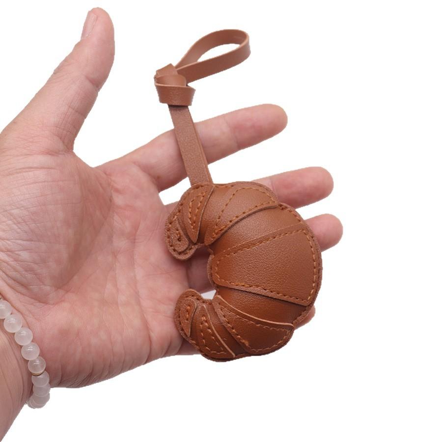 PU Leather Croissant Keychain Car Keyring Cartoon Hanger Bag Pendant