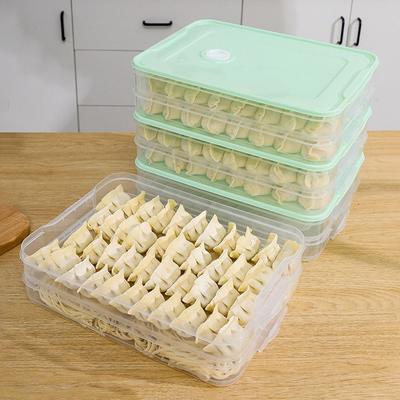 Organizador de plástico para alimentos frescos de varias capas con forma de wonton para el congelador y el refrigerador.