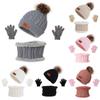 3Pcs Knitted Hats Baby Hat Scarf Gloves Set 1-5Y Neck Warmer Cute Kids Beanie Hat Scarf  Toddler
