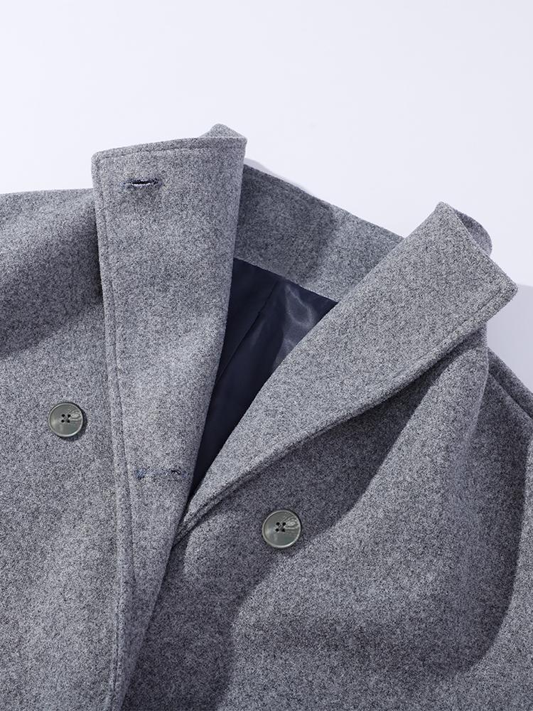 Elegant Women's Coat High Stand Collar Full Sleeve Double Breasted Solid Female Coats 2025 Autumn Fashion High Street Lady Top