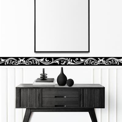 Kreative schwarze gemusterte Taillenwandaufkleber für Badezimmer, Wohnzimmer, Eingangsbereich, Heimwanddekoration