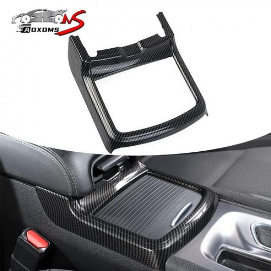 Carbon Fiber inner Central Control Water Cup Holder Cover Trim for Dodge Charger