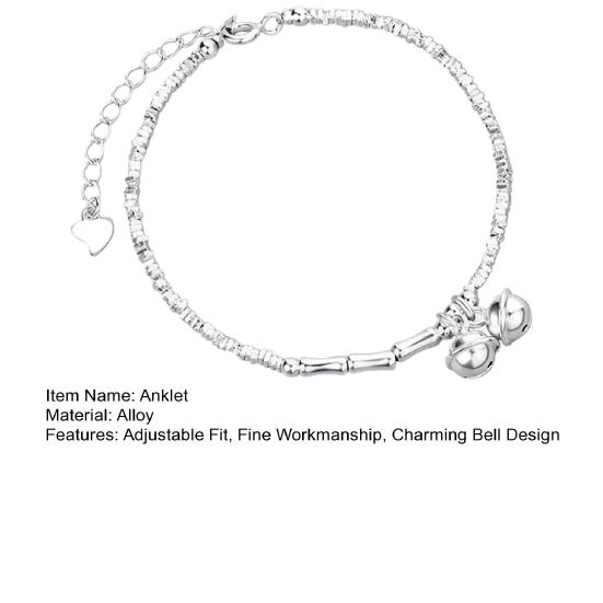 Brățară de gleznă pentru femei cu clopoțel, brățară de gleznă de plajă cu lanț de extensie reglabil, brățară de gleznă cu finisaj fin