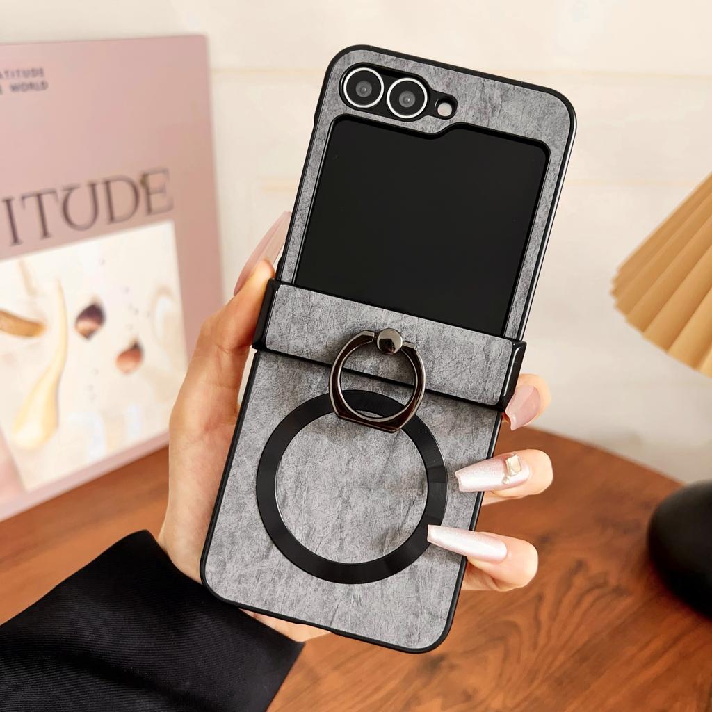 Fashion Ring Holder Bracket Magsafe Case for Samsung Galaxy Z Flip 6 5 4 3 Flip6 Magnetic Wireless Charge Stand Shockproof Cover