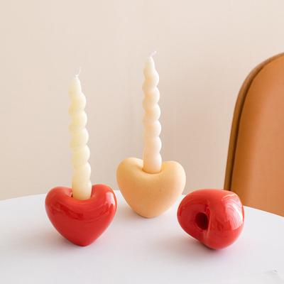 Suport Ceramic pentru Lumânare în Formă de Inimă Suport Mic Romantic pentru Lumânare pentru Petrecere de Nuntă Piese Centrale pentru Masa de Dining