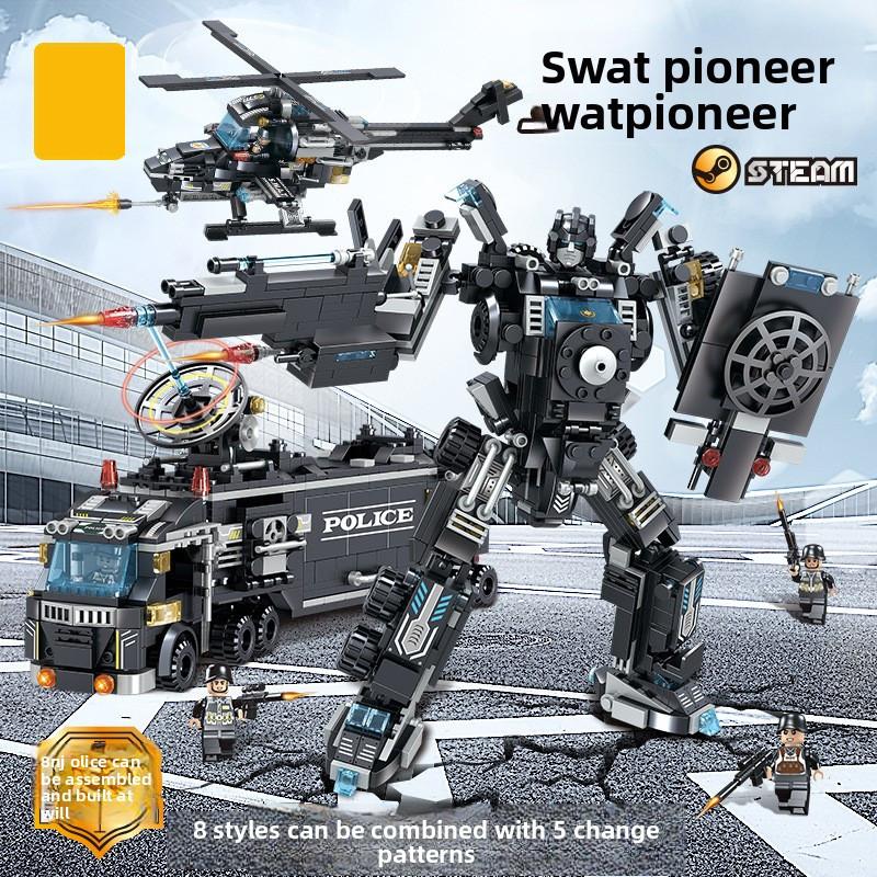 Assembled Mechanical Men Building Blocks Toy With Multiple Forms Deformation Of