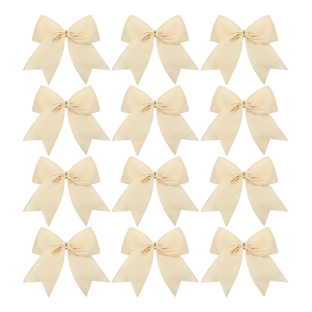 

12 шт. Винтажные бархатные банты Украшение для рождественской елки Бант 6 дюймов Свадебный венок Украшения Банты новогодние украшения для дома Бант 12pcs бежевый
