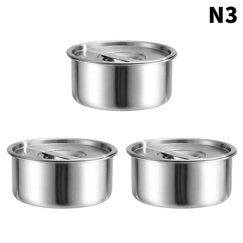 

Миска для варки яиц на пару из нержавеющей стали с крышками, кухонная посуда, миска для фруктового салата, десерта, супа, контейнер для еды, миска для рисовой лапши 3pcs